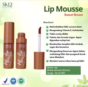 Lip Mousse SR12 / Cream Pelembab Bibir Alami / Hasil Soft dan Matte / Mengandung Vitamin E dan Sunscren Agent