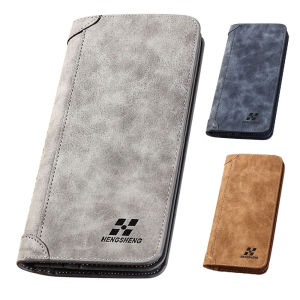 Korea Style Billfold Men Long Wallet Man PU Leather Long Purse - Grey/Dark Blue/Brown - Bifold - Soft & Comfortable