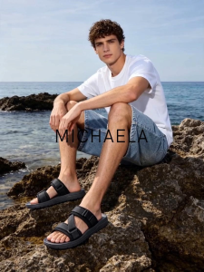 MICHAELA Street Buckle Strappy Sandals Breezy Re-Nylon Mens Slippers for Daily Casual SH7529035 XD