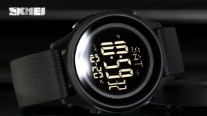 SKMEI LED นาฬิกาแฟชั่น 30 เมตร กระจกจับเวลา ไฟ LED ตอนกลาง ชุ่มประหลั่งสำหรับผู้ชาย