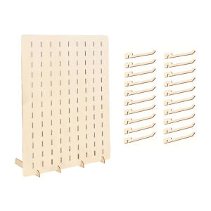 Portable Pegboard Display Stand with 20Pcs Compatible Pegs Wooden DIY Jewelry Towers Necklace & Keychain Holder Jewelry Display