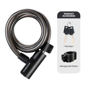 RockBros | ROCKBROS Bicycle Lock Portable Anti-theft Bike Cable Lock with Keys Zinc Alloy Motorcycle Scooter MTB Road Round Cycling Lock