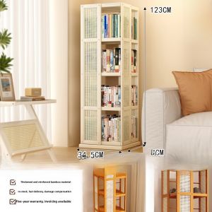 360 Degree Rotating Bookshelf Childrens Picture Book Storage Display Cabinet Floor Standing Corner Space Saving Bookcase