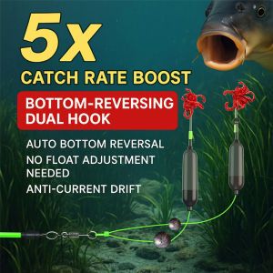 2PCS Double Hooks Fishing Hair Rigs Hook Suspension Carp Fishing Hook Gold Sleeve Ready-to-Use Carp Rigs Fishing Lure