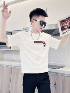 เสื้อยืดแขนสั้นผู้ชาย แฟชั่นสตรีทสไตล์ ทรงหลวม สวมใส่สบาย ผ้าฝ้ายผสมโพลีเอสเตอร์ ระบายอากาศได้ดี ฤดูร้อน 2024