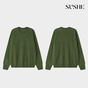 SUSHE | Dopamine Fix-color Soft Pink Wool Cashmere Sweater