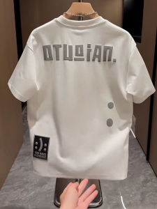 เสื้อยืดแขนสั้นลายตัวอักษรยูนิเซ็กส์ ทรงหลวม ผ้าฝ้าย ฤดูใบไม้ผลิ 2025 เสื้อตัวบนลำลอง เสื้อผ้าทำงาน