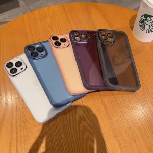 With Lens Protectiong Transparent Soft Shockproof Phone Case For iPhone 16 15 14 13 12 11 Pro Max XS XR X 8 + 7 Plus Silicone Phone Casing Full Cover Anti-fall Phone Cover for iphone 11