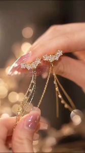 Anting Wanita Titanium Fuji Korea Juntai Gold - Perhiasan Impor Premium Anti Karat dan Luntur