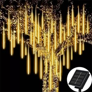 Solar Meteor Shower String Lights  Indoor Outdoor Waterproof Hanging LED Decor Lights for Tree Party Garden Holiday Lighting