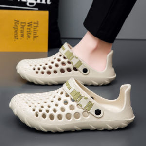 Odor-Resistant Water Shoes Mens Summer Outdoor Wear Hollow Anti-Slip Waterproof Trekking Head Slippers Sports Sandals