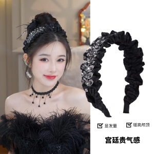 Fashionable Hollow out Butterfly Hair Clip Womens Korean Style Full Diamond Lace Headband High Hairline Alloy Embedded Gemstone