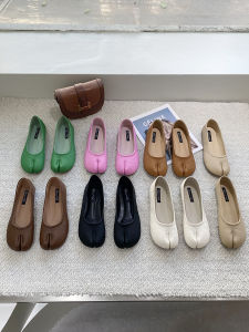 สไตล์เกาหลี นุ่ม หนัง แยกนิ้วเท้าแบนด้านล่างloafers ผู้หญิง แฟชั่นรองเท้าเดี่ยวretro Horse Hoof Shape Bean Beanรองเท้า