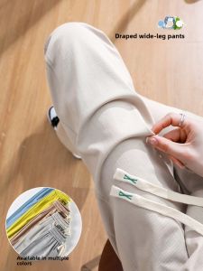 YAMIANNV | High Waist Ice Silk Wide Leg Pants Womens Extended Thin Loose Banana Pants Casual Loose Slimming Versatile Long Summer Trousers