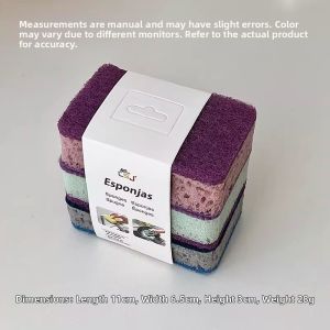 Extra Thick High Density Colorful Oil-Resistant Double-Sided Sponge Scrub Brush 3 Pack