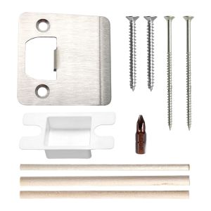 Extended Lip Strike Plate 2-1/4 Inch Heavy Duty Matte Black For Door Latch 2mm Steel Extra Wide Striker With Repair Kit