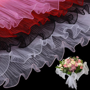 28cmx4yard Flower Wrapping Paper Wave Yarn Flower Packaging Lace Mesh Florist Handmade Bouquet Gift Packaging Supplies Decor