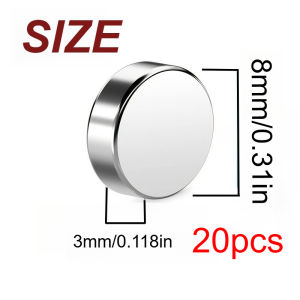 Nam Châm Mini Tròn 8x3mm Phiên Bản Nâng Cấp Dùng Cho Khóa Túi Phụ Kiện Phòng Tắm Bảng Trắng & Cố Định Rèm Cửa - Màu Trắng