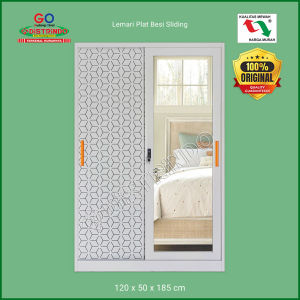 Distrindo - Lemari Pakaian Besi Sliding/ Pintu Geser Cermin Panjang + Brankas Saxon 120 MWDSL