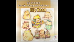Bộ Sticker dễ thương "Pig Moon - Bản sắc đường phố Sài Gòn" - Nhãn dán chống nước - Decal dán điện thoại laptop mũ bảo hiểm - Pig Moon Bookstore