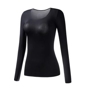 Womens Thermal Underwear Autumn Winter Bottoming Shirt Long-sleeved T-shirt Thin Thermal Top Second Womens Thermal Skin L-XL