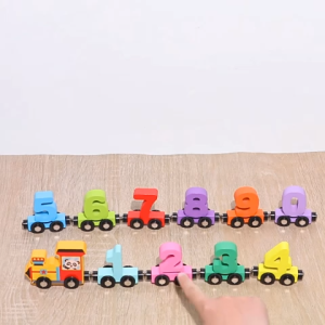 Wooden Magnetic Number Train Blocks Toy for Kids - Educational Assembly Puzzle for Toddlers 1-3 Years Old