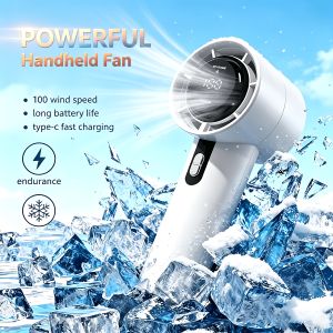 High Speed Handheld Fan 100 Stepless Speeds 3000mAh Rechargeable LED Display Rapid Cooling on the Go