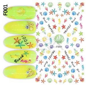 Decal Dán Móng Tay 3D Nail Sticker Trang Trí Móng Hoạ Tiết Sinh Vật Biển Sea Animal F001