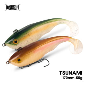 Kingdom Tsunami Soft Bait 170mm 55g Sinking Lure With Jighead Double Hook Artificial Soft T-Tail Lure For Pike Bass Fishing