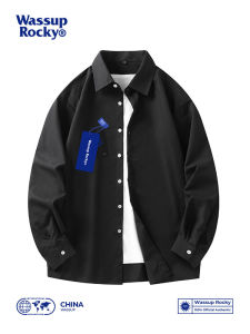 Wassup Rocky Hong Kong Style Versatile Long Sleeve Mens Shirt Spring New Fashion Casual Inner Wear Shirt Youth Pop Culture