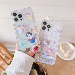 Luminous Sandfall Transparent Cartoon iPhone Case Protective Shell for Apple 15 pro Max 14 13 Snow White Deer Rabbit Girl Anime Style