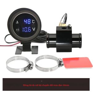 RYSJM | Đồng Hồ Đo Kỹ Thuật Số LCD 2 Trong 1 Cho Ô Tô Với Đồng Hồ Đo Nhiệt Độ Nước & Điện Áp Cảm Biến Ren 10mm Bộ Chuyển Đổi 26-40mm Để Giám Sát Xe.