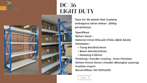 Rak Besi Gudang Light Duty Type Dc-36 Kapasitas 250Kg Perlayer