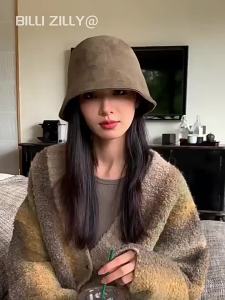 BILLI ZILLY | Versatile Casual Large Size Suede Velvet Bucket Hat For Autumn Winter