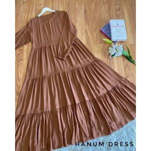 HANUM DRESS - KATUN RAYON - BAHAN ADEM - UKURAN L-XL-XXL - FASHION MUSLIMAH - COD