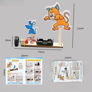 DIY Wooden Cat Catching Mouse Toy for Kids - Educational Physics Science Experiment STEM Kit Cat And Mouse Game Learning Gift