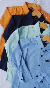 Baju Atasan anak Laki Laki Usia 3-14 Tahun Kemeja Polos Lengan Panjang Kasual