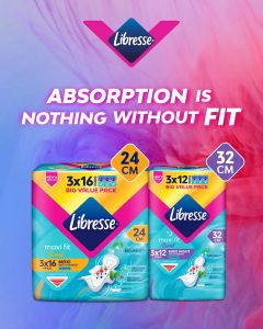 Libresse Green Tea Maxi Wing 24cm (3x16s) - Soft Quick Absorption Pad