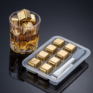 Whiskey Stones 8 PackReusable Stainless Steel Ice Cubes Suitable for Whiskey Vodka Liqueurs Wine Beverage Juice or Soda