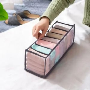 7 Grid Transparent Drawer Organizer Foldable Storage Box for Underwear Socks Bra Closet Divider Clothes Pants Scarf Sock Storage
