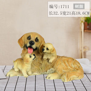 Living Room Decorative Resin Dog Sculpture Realistic Golden Retriever TV Console Decoration Creative Home Animal Model Craft