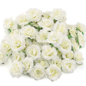 25Pcs 3.5cm Silk Artificial Rose Flower Heads Mini Fake Daisy Flower Head for Home Room Wedding Decoration DIY Wreath Supplies