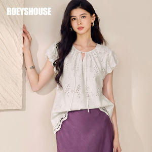 Roey s house | Áo Blouse Cotton Trắng Đục Lỗ