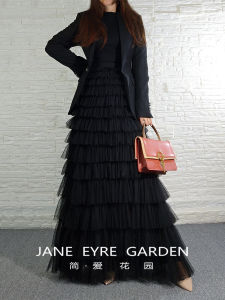 High Waist Cake Skirt Design Sensation Spring Autumn New Hepburn Style Netting Long Skirt Slimming Hip Covering Ladylike