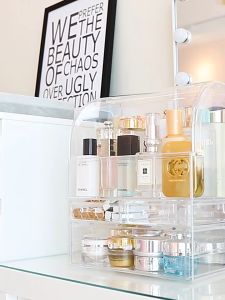 Penyimpanan penganjur kosmetik akrilik besar beg solek dan penganjur desktop pelbagai fungsi set kosmetik baharu wanita kotak penyimpanan barang kemas solek