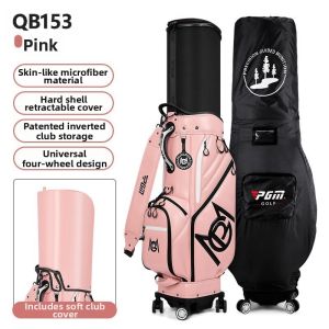 PGM GOLF | Extendable Hard Shell Golf Bag For Men and Women With 4-Wheel Push Airline Checkable Telescopic
