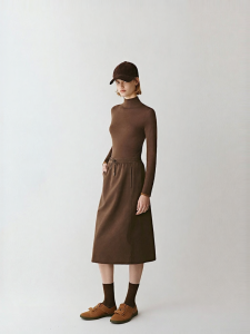 ICICLE | Winter Wool Blend Roman Cloth Mid-Length Skirt