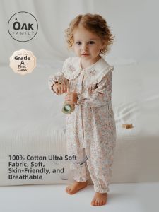 OAK FAMILY | Cotton Long Sleeve Ruffle Collar Baby Onesie