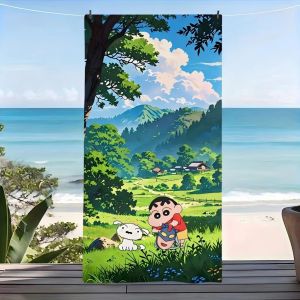 52TOYS | Khăn Tắm Biển Sợi Nhỏ Siêu Nhỏ Nhanh Khô Crayon Shin Chan In Hình Shiro Dog & Mountain Village Quà Tặng Khăn Tắm Cho Trẻ Em Đi Bơi Du Lịch