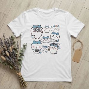 Bandai | Men Womens Kids Hello Chiikawas Hachiware T Shirt Cotton Tops Unique Short Sleeve Round Collar Tees T-Shirt